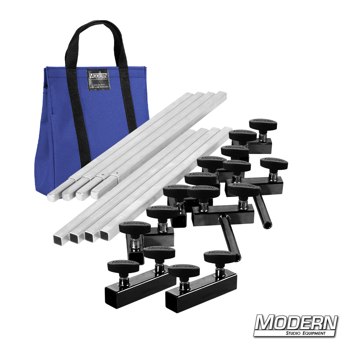 4′×4′ frame (2′ tubes) — Blue Bag with quick-connect corners and T-Handles | Modern Studio Equipment