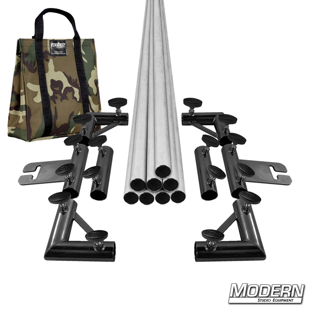 8' x 8' Breakdown Frame for Speed-Rail® with camo bag and T-handles— heavy-duty aluminum grip frame for film & TV production, lighting, and rigging equipment | Modern Studio Equipment