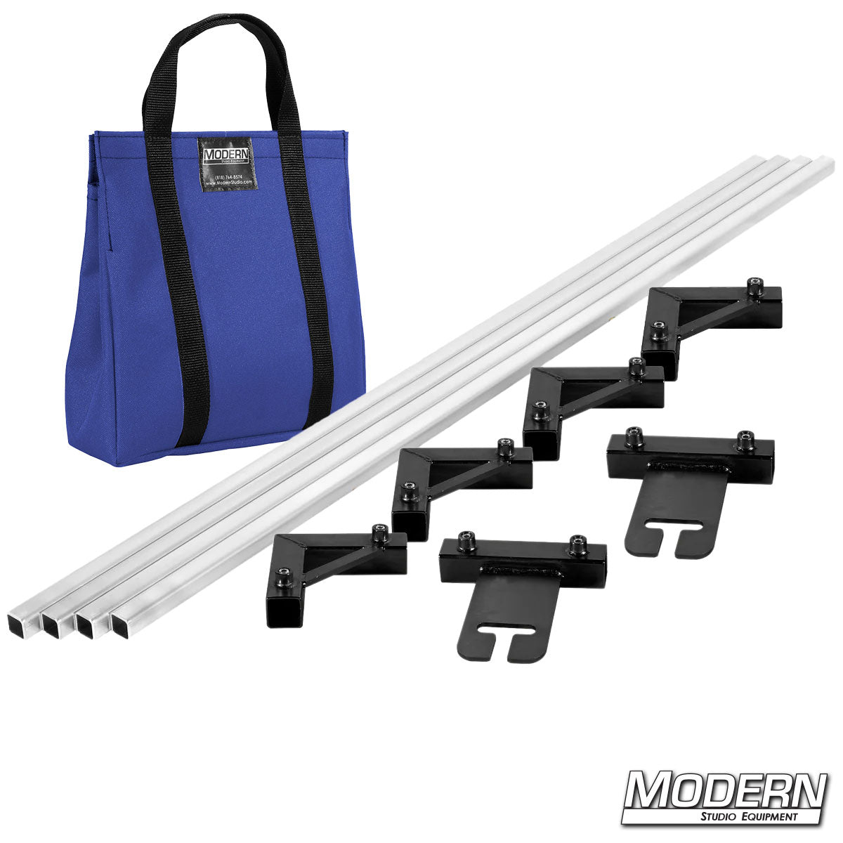 12-Foot x 12-Foot Breakdown Frame with 12-Foot Tubes and a Blue 
bag– Professional Speed-Rail® Grip Frame for Film Lighting and Rigging | Modern Studio Equipment. 