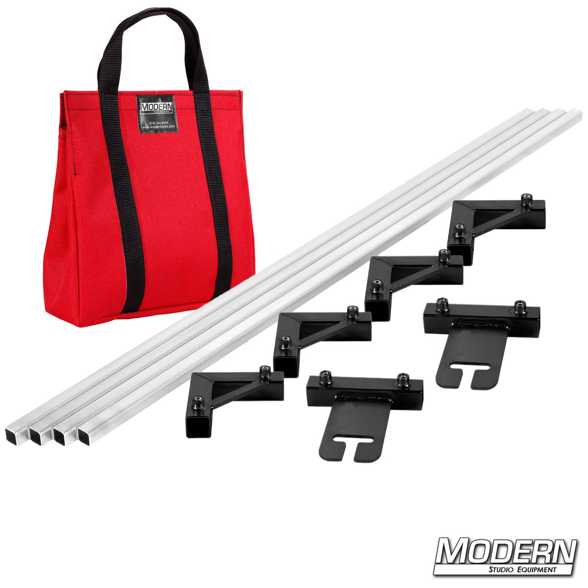 12-Foot x 12-Foot Breakdown Frame with 12-Foot Tubes and a Red bag– Professional Speed-Rail® Grip Frame for Film Lighting and Rigging | Modern Studio Equipment. 