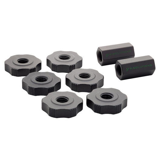 Mini Rigging Rod Set Nuts, Long Nuts, Finger Nuts, Anodized Aluminum, 9.VBROD4