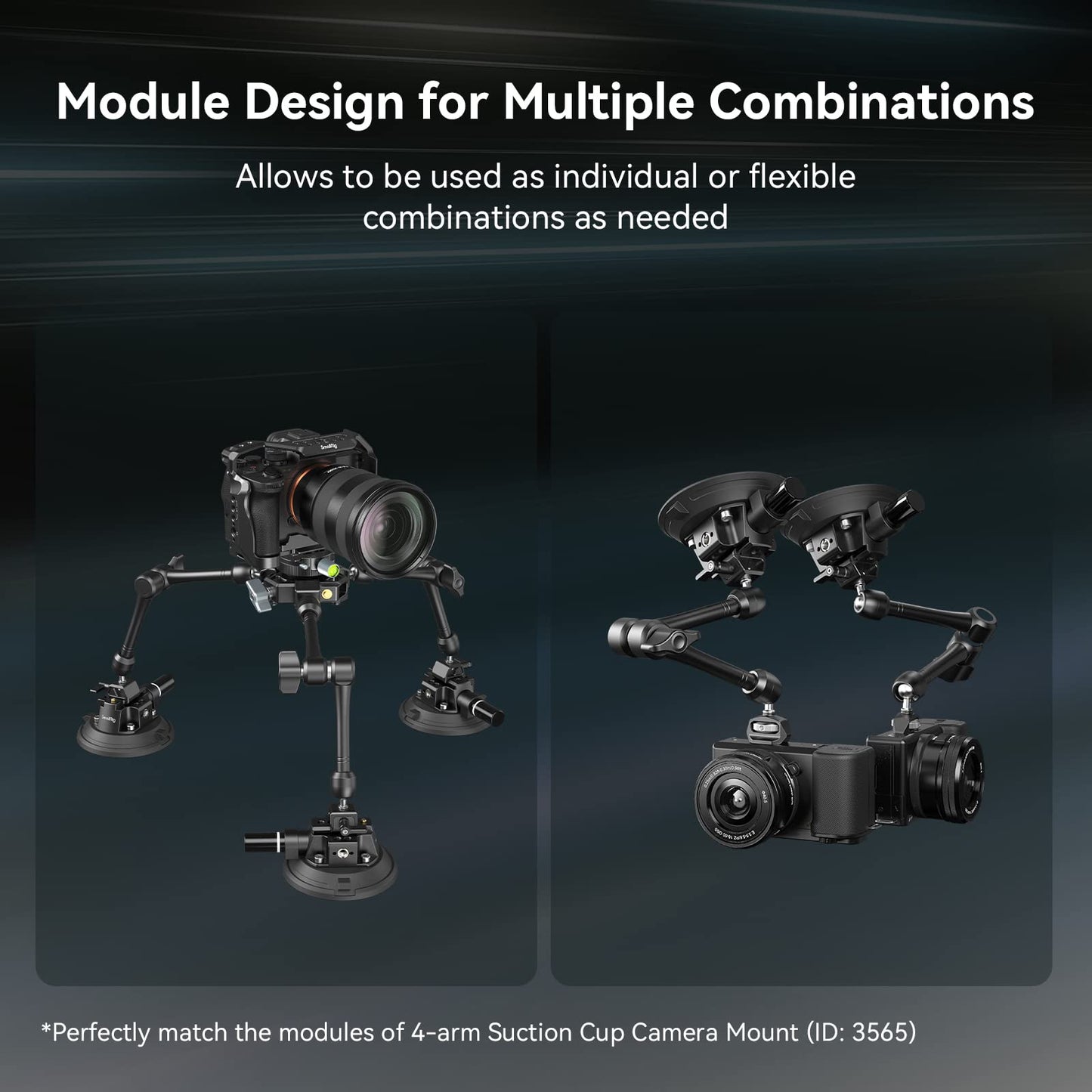 SMALLRIG 4″ Suction Cup Camera Mount, Car Mount for Cameras/Smartphones on Car/Clean and Smooth Surfaces, Max 2kg Load for Speeds up to 80km/h (50mph), Recommend 10kg Load When Stationary - 4122B
