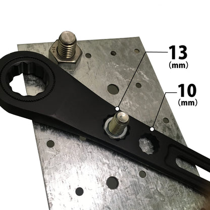 8-1/2" Adjustable Ratchet Crescent Wrench with 1-1/2" jaw + 17mm Socket + 13mm + 10mm Slots - Grip Support Store