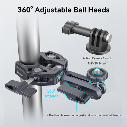 SMALLRIG Camera Mount Clamp, Ballhead Magic Arm and Adapter for Gopro, Camera Monitor Mount with 1/4"-20, 3/8"-16 Threaded Holes, Super Clamp for Gopro/DSLR/Stabilizer