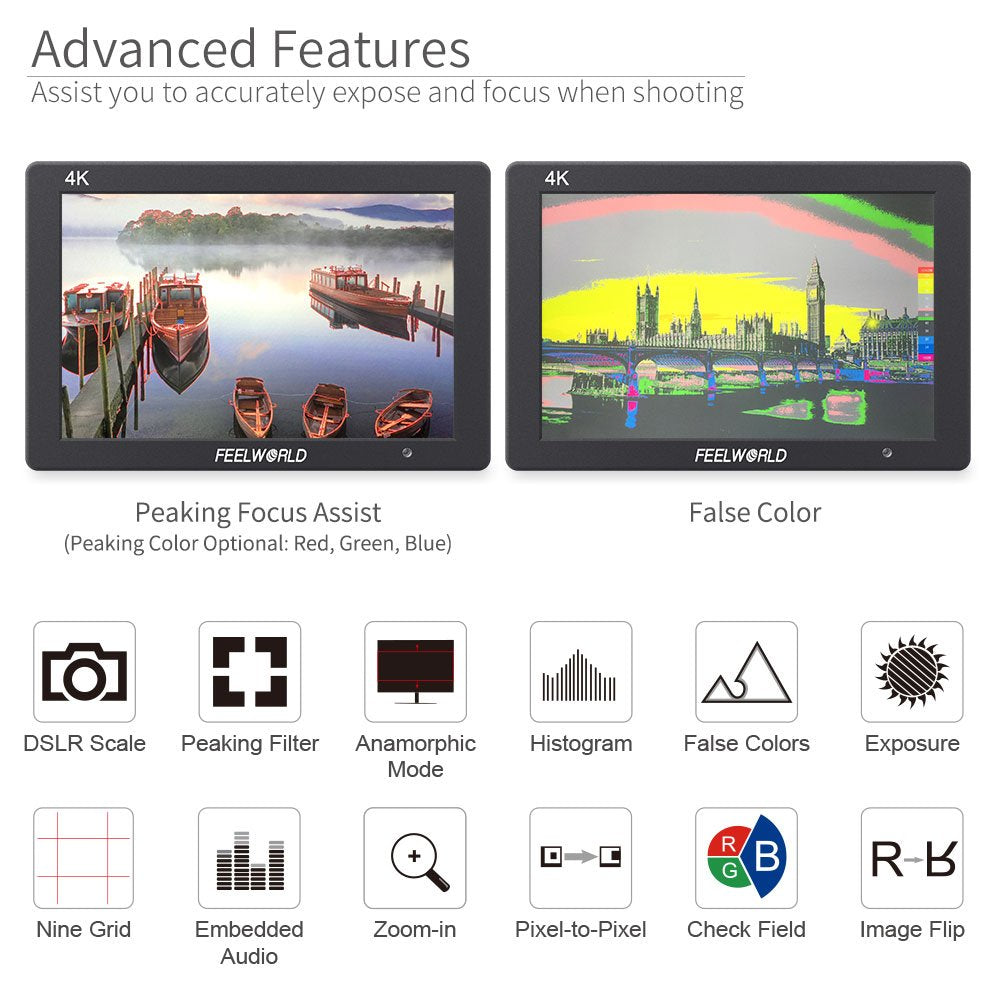 7" - 4K Camera Field Monitor Video Assist Full HD - T7 Plus FEELWORLD