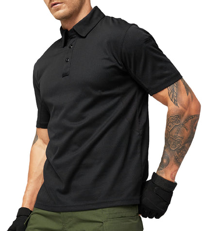 Show Black Polo Short Sleeve Shirts, Moisture-Wicking