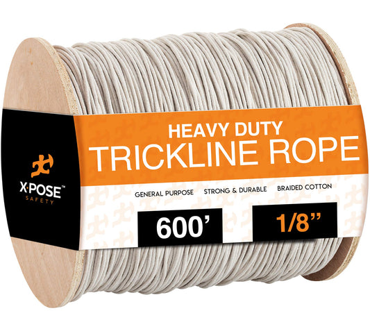 White Unglazed Trickline Rope - 600 ft x 1/8 inch Theatrical Tie Line Heavy Duty Spool, Cable Management and Wire Tie - for Theatre, Stage Decor, Rigging and Utility Applications - Xpose Safety - Grip Support Store