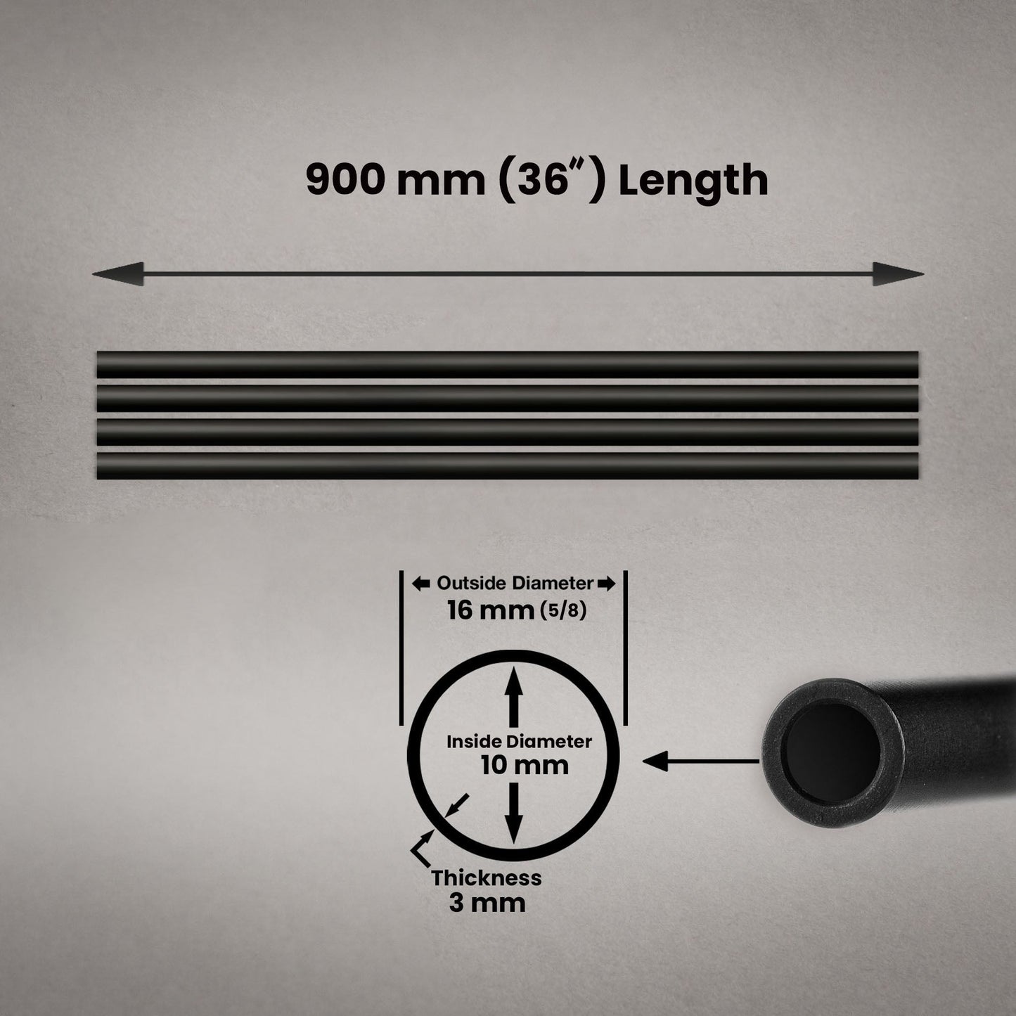 900mm PRECISION RODS 16mm SET