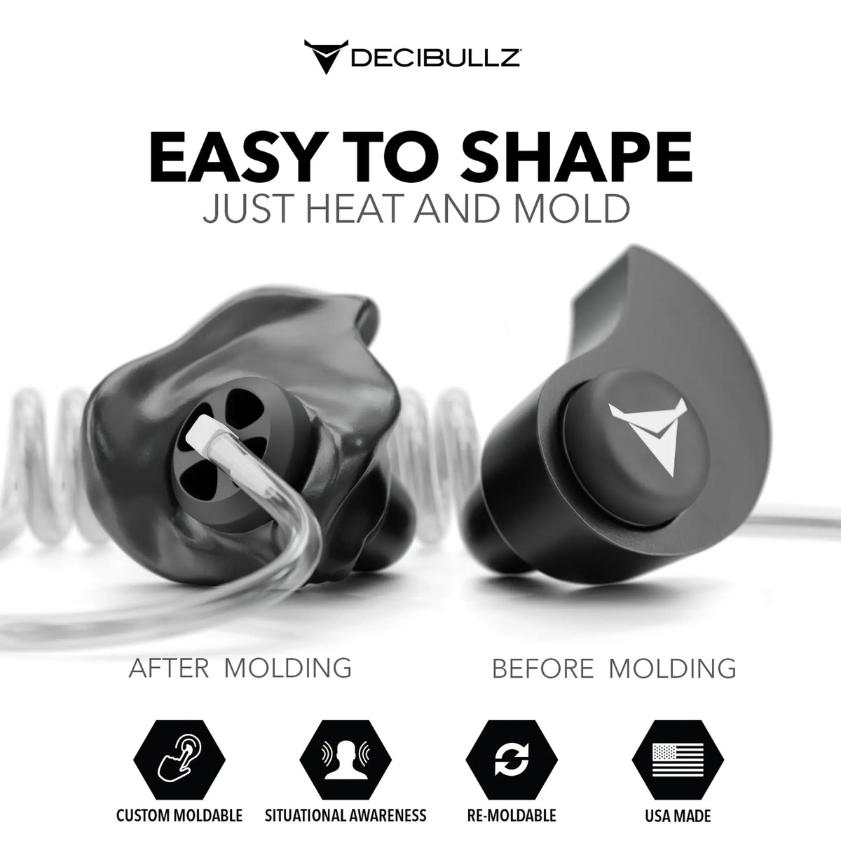 Custom Moldable Awareness Earpiece for Clear Tube, Radio, Surveillance, and Communication Headsets