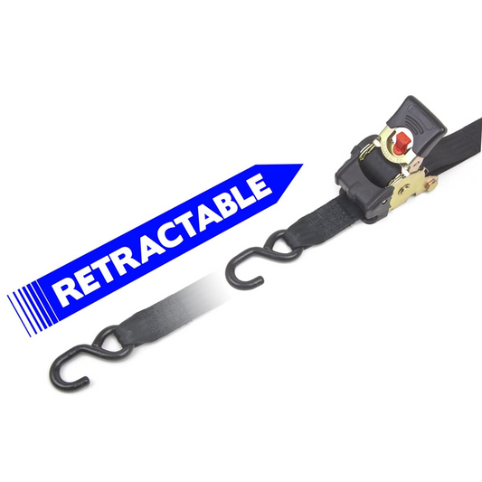 Auto Retractable Ratchet Straps Heavy Duty (4 pack) - Working Load Limit 500Lbs