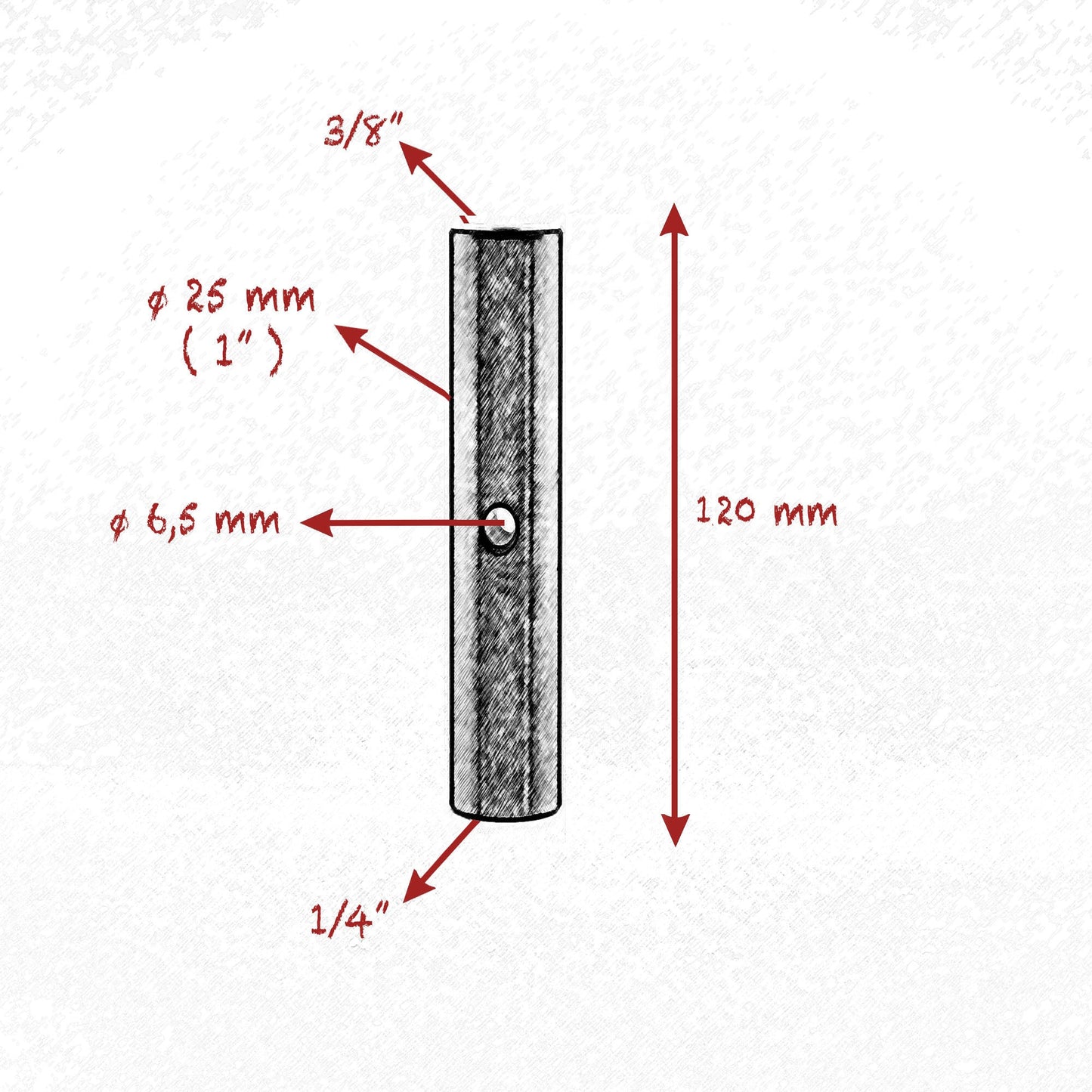 1/4 - 3/8 STARTER PIN 16mm (5/8" ) 120mm ( 4" 72 ) LENGTH SET