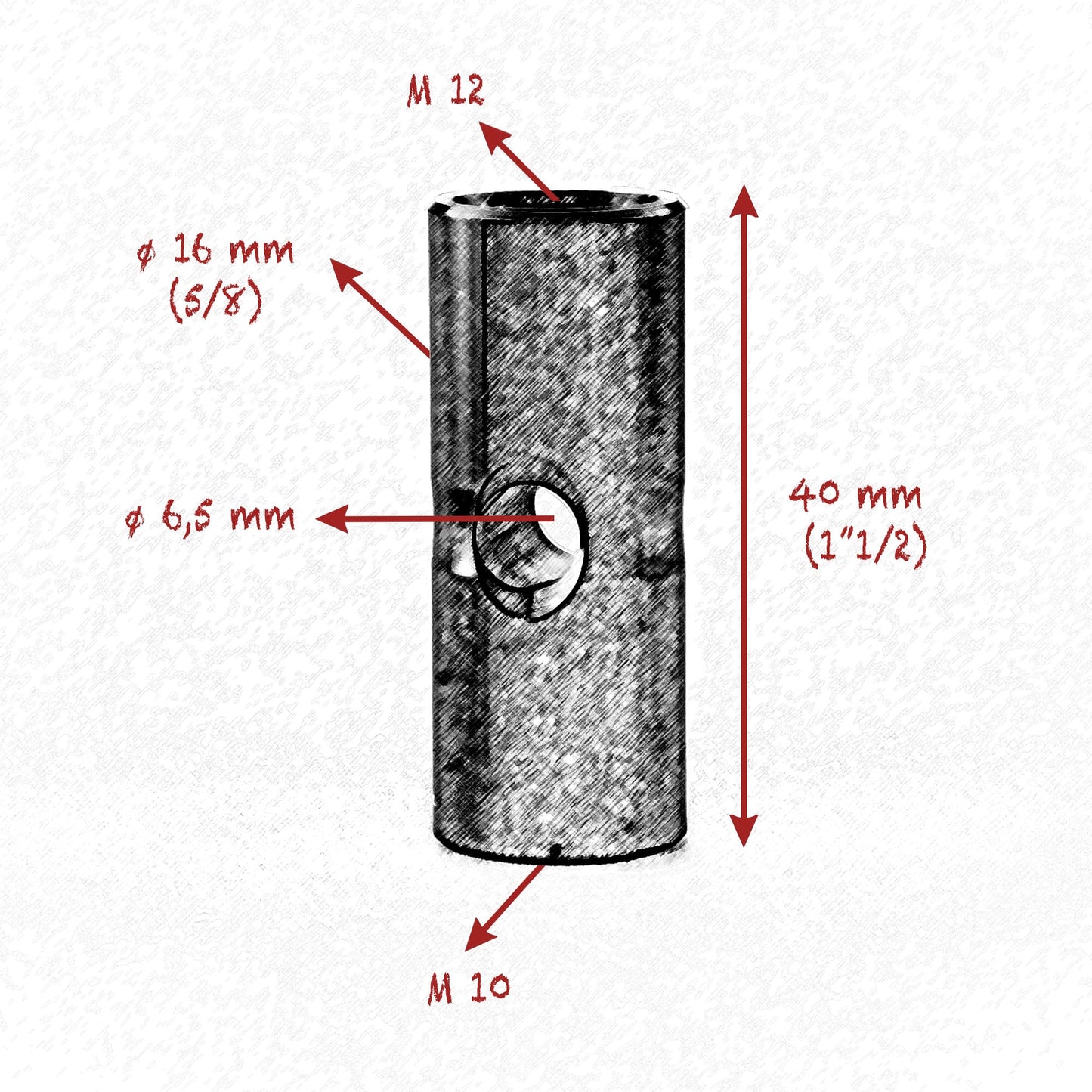 M10 - M12 STARTER PIN 16mm ( 5/8" ) 40mm ( 1" 57 ) LENGTH SET