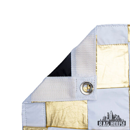Gold/White Checker Lame by LA Rag House - gold and white checker detail