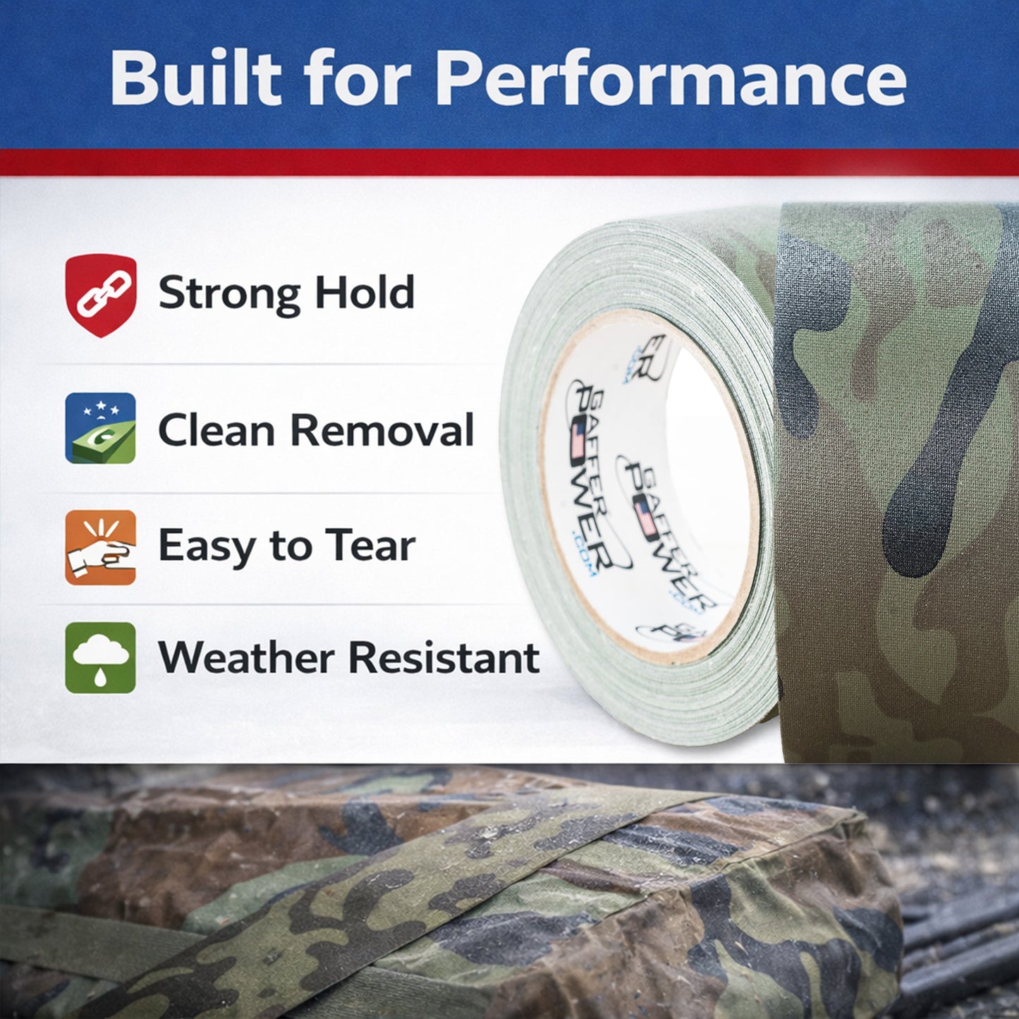 Gaffer Tape - Army Green Camo 2" x 25yd
