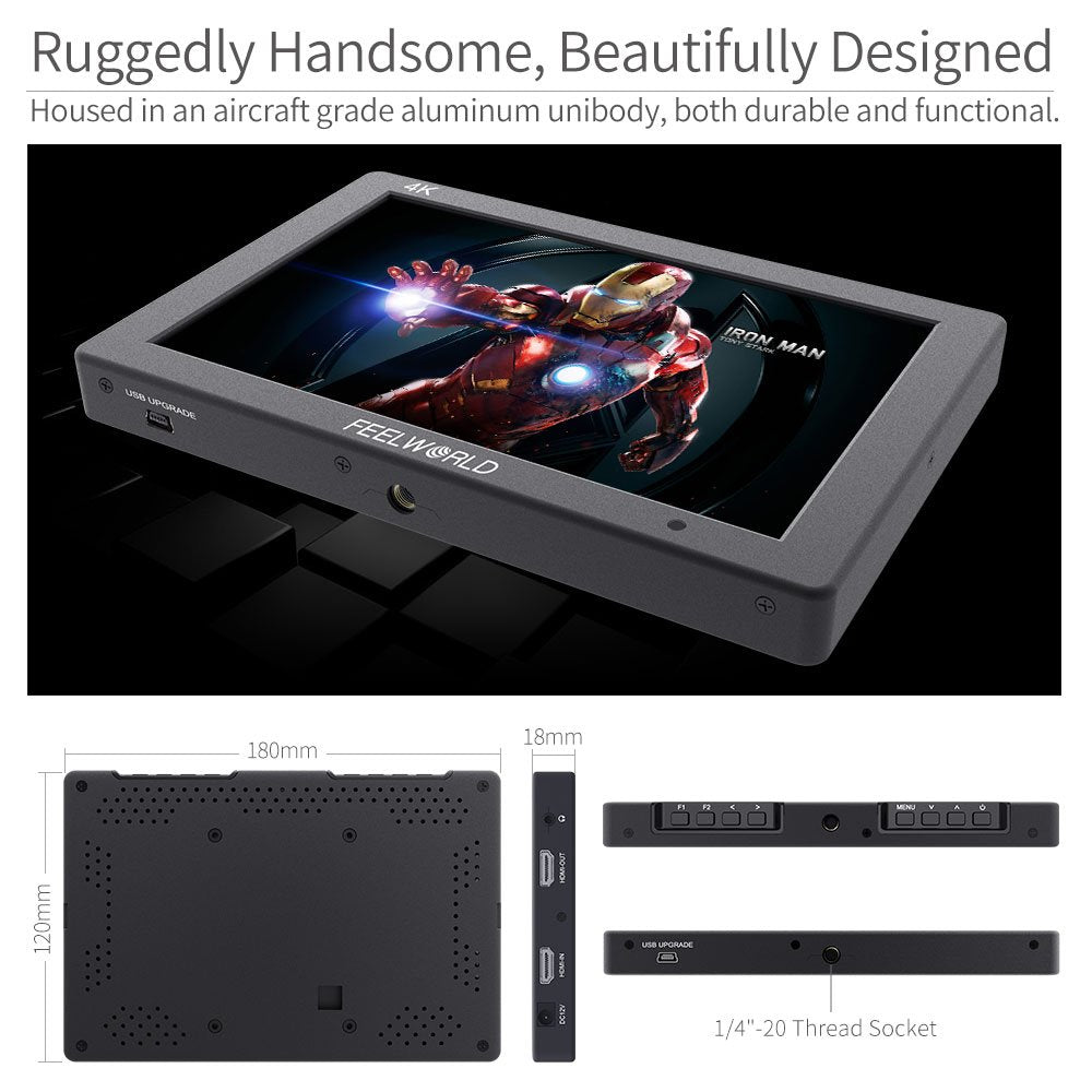 7" - 4K Camera Field Monitor Video Assist Full HD - T7 Plus FEELWORLD - Grip Support Store