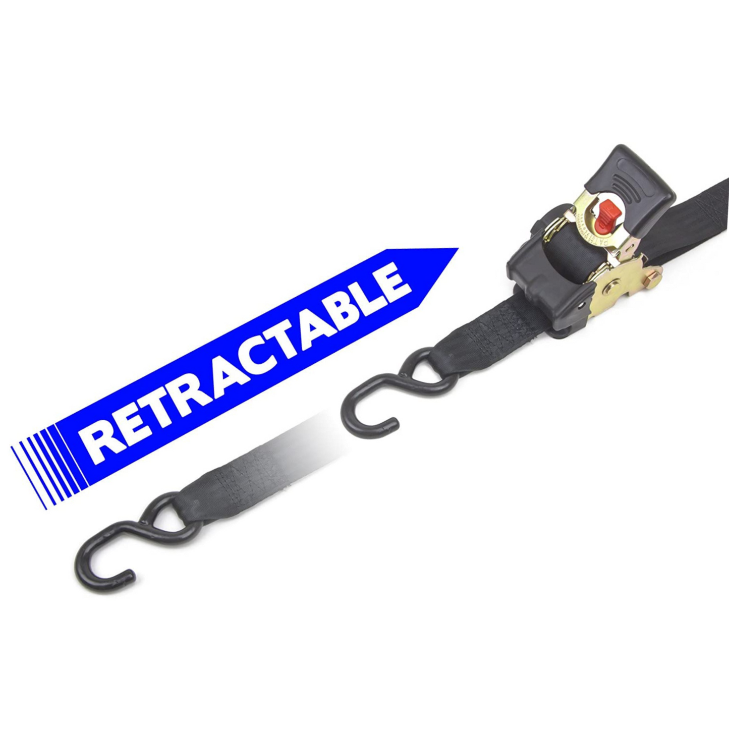 Auto Retractable Ratchet Straps 10' Long - Heavy Duty (2 pack) - Working Load Limit 500Lbs - Grip Support Store
