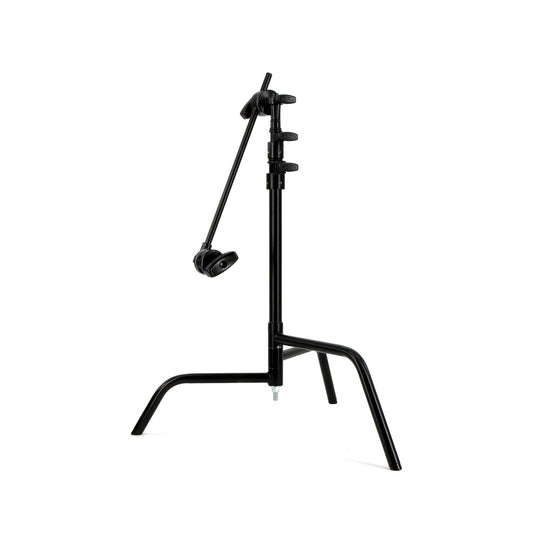 20" Double Riser Spring Loaded Folding C-Stand w/Grip Head & Arm Black