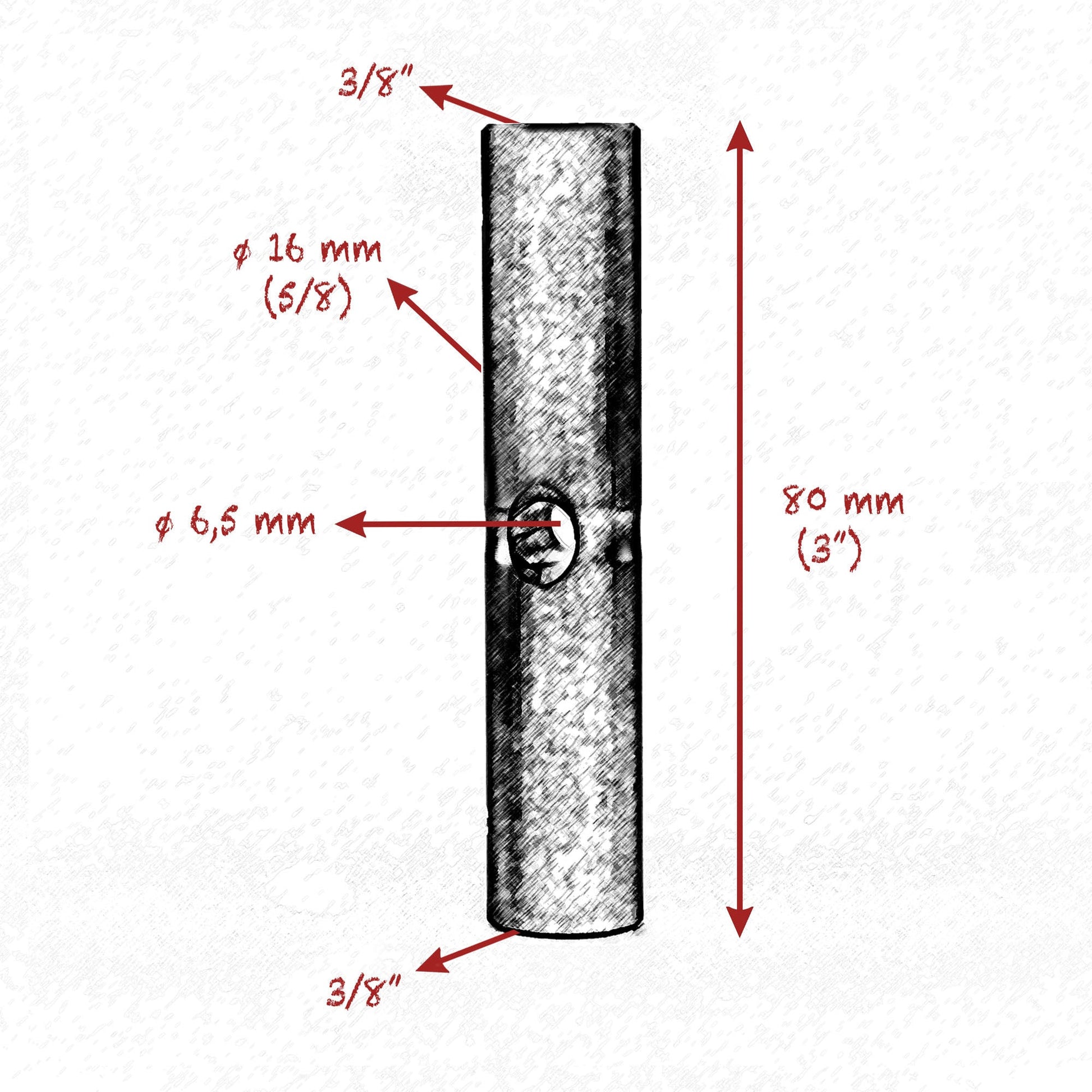 3/8 - 3/8 STARTER PIN 16mm ( 5/8" ) 80mm ( 3" 14 ) LENGTH SET - Grip Support Store