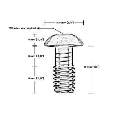 3/8 x 16mm (5/8)  BUTTON HEAD ALLEN BOLT SET - Grip Support Store