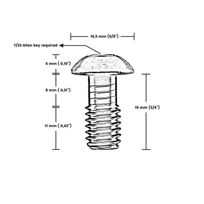 3/8 x 3/4 BUTTON HEAD ALLEN BOLT SET - Grip Support Store