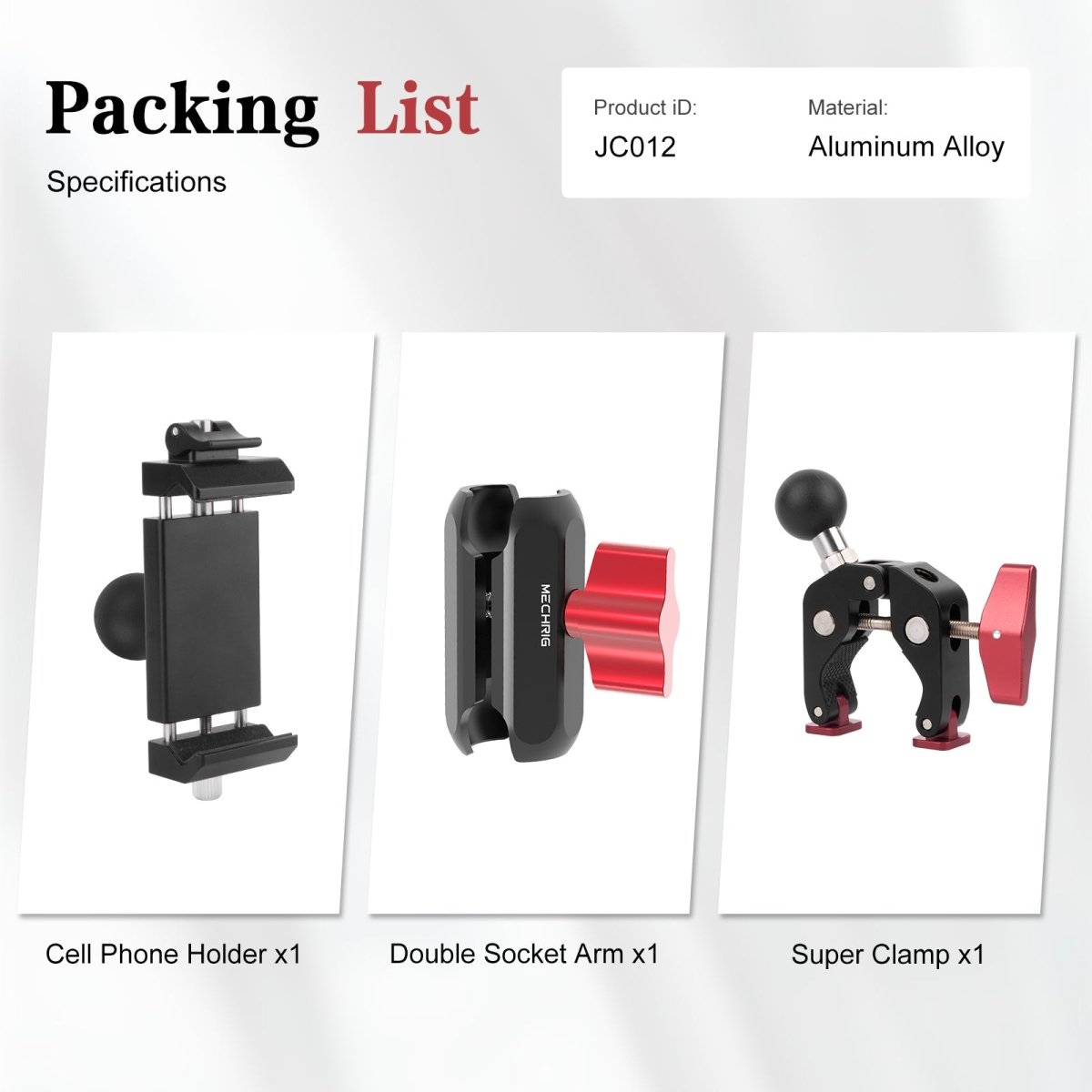 Mechrig Quick-Release 360° Ball Head Phone Mount with Super Clamp - Grip Support Store