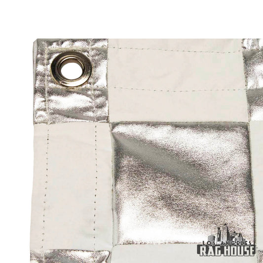 Silver/White Checker Lame by LA Rag House - checker lame fabric