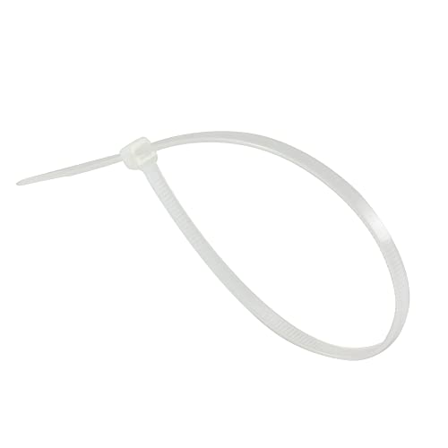 12" White Zip Ties, 100 Pack, 50lb Strength