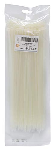 12" White Zip Ties, 100 Pack, 50lb Strength