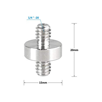 1/4"-20 Male to 1/4"-20 Male Thread Double-Ended Screw Adapter (5 Pieces)