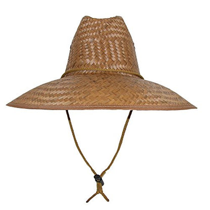 Palm Straw Hat with Wide Brim, Natural