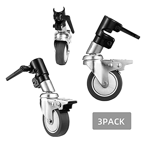 C Stand Wheels with Swivel Locking Casters - Set of 3