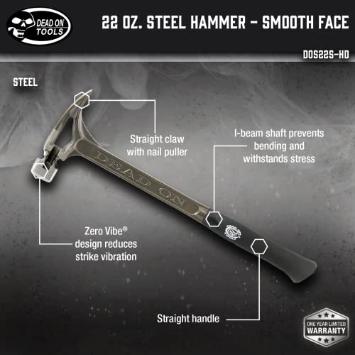 Dead On DOS22S 22-Ounce 18-Inch Steel (SMOOTH) Face Hammer