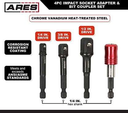 Impact Socket Adapter and Bit Coupler Set (4-Piece)