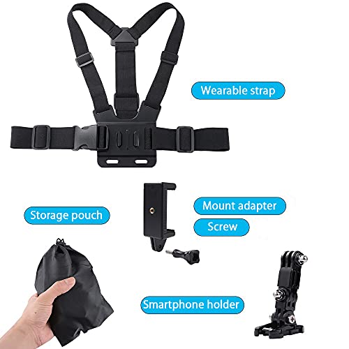 Mobile Phone Chest Mount Strap Holder ，Anti-Slide Strap Mount for Phone 360 Degree Rotary for Video Recording Camera Harness