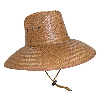 Palm Straw Hat with Wide Brim, Natural