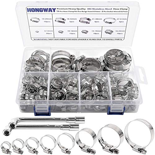 Hose Clamp, 78 Pack Stainless Steel Assortment