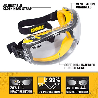 Dewalt - Clear Anti-Fog Dual Mold Safety Goggle, Clear Lens, 1 Pair