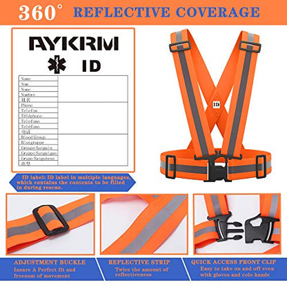 Reflective Safety Vest with Hi Vis Bands (Orange, S-XL)