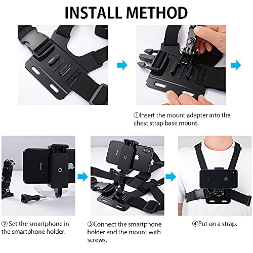 Mobile Phone Chest Mount Strap Holder ，Anti-Slide Strap Mount for Phone 360 Degree Rotary for Video Recording Camera Harness - Grip Support Store
