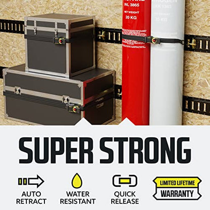 Auto Retractable Ratchet Straps 10' Long - Heavy Duty (2 pack) - Working Load Limit 500Lbs - Grip Support Store