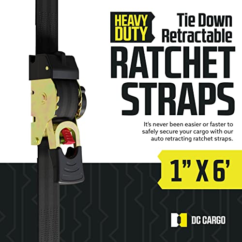 Auto Retractable Ratchet Straps 10' Long - Heavy Duty (2 pack) - Working Load Limit 500Lbs - Grip Support Store