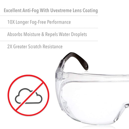 Ultra-Spec Safety Glasses with Clear extreme Anti-Fog Lens - Grip Support Store