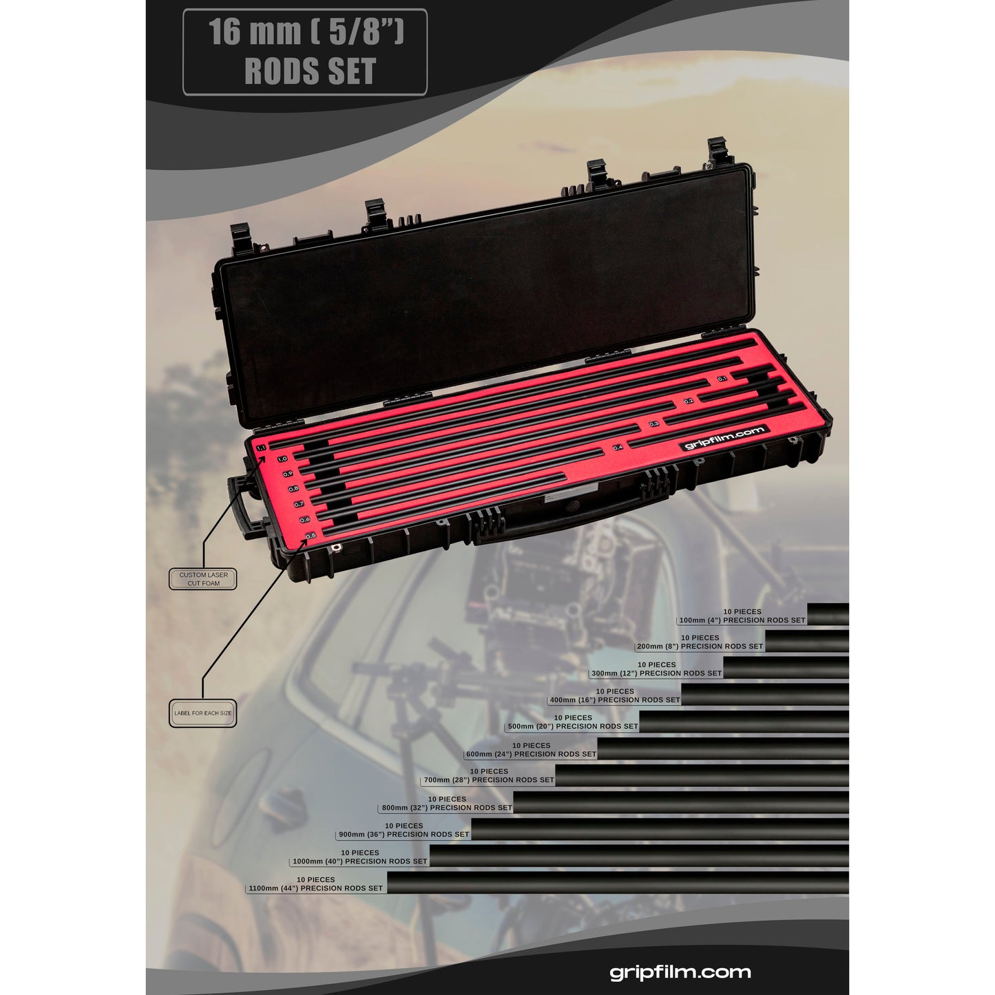 16mm (5/8" ) PRECISION RODS SET - Grip Support Store