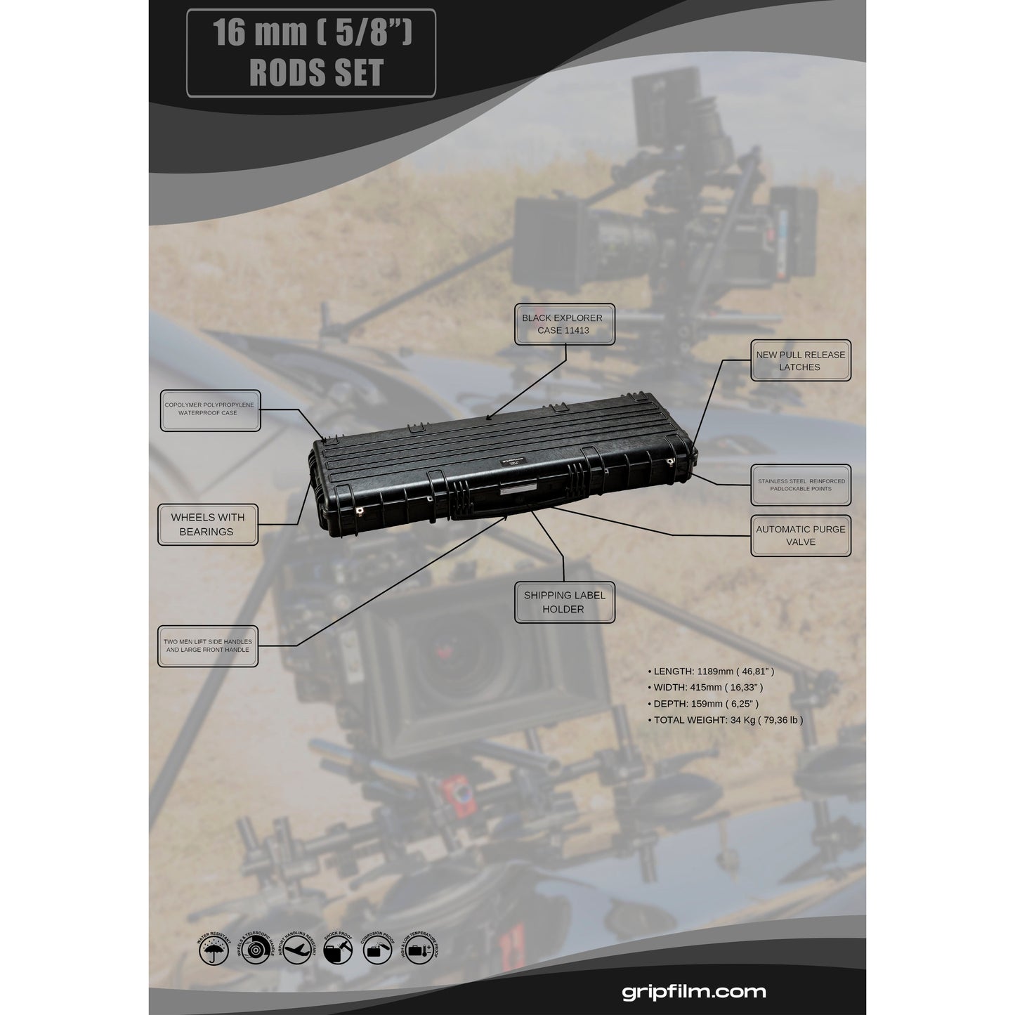 16mm (5/8" ) PRECISION RODS SET - Grip Support Store